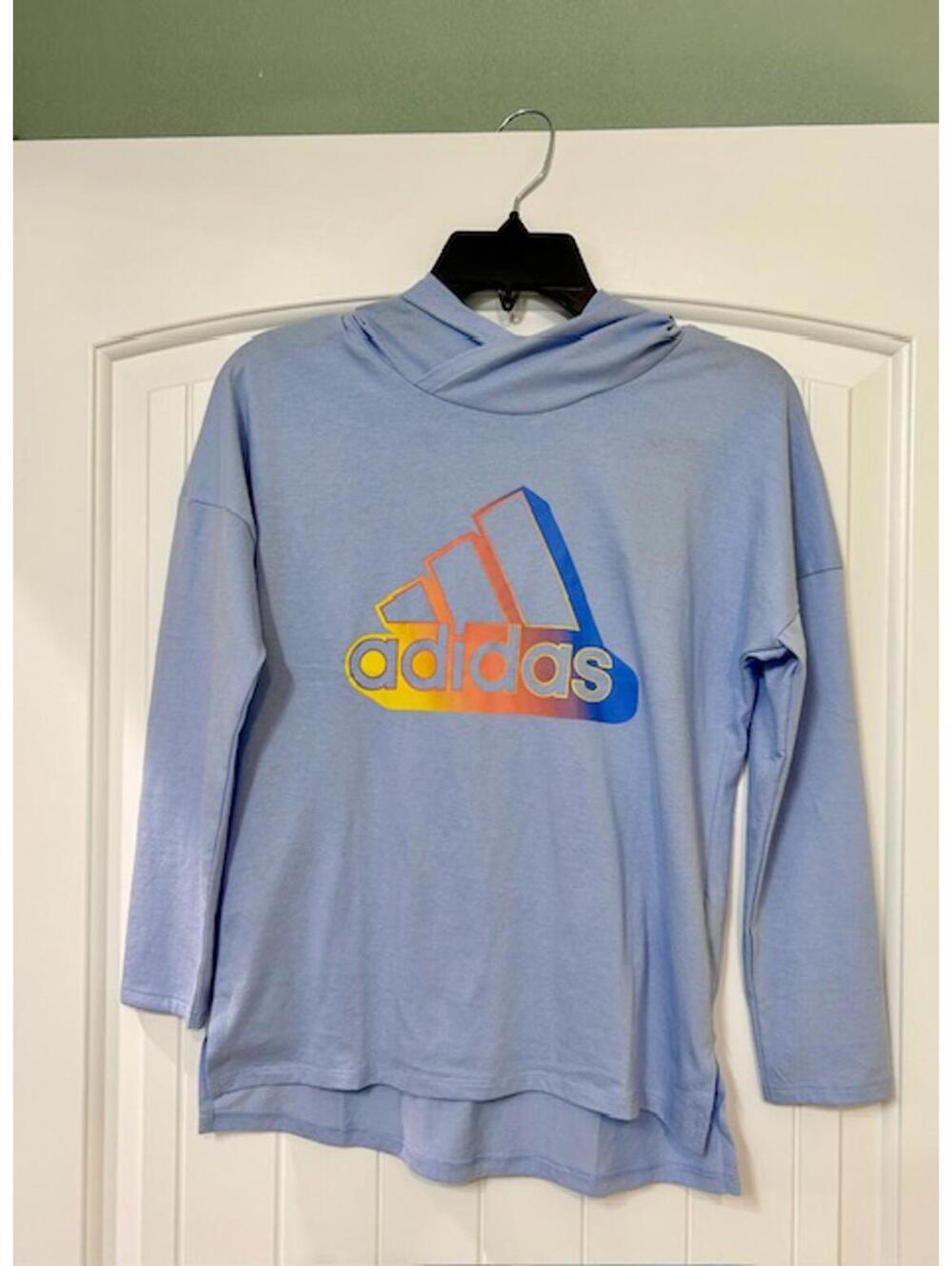 Adidas Girls NWT Powder Blue Hoodie (Size 14, Lightweight) * Soft & Cute